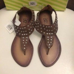 Women's Brown Gladiator Roman Sandals Studded